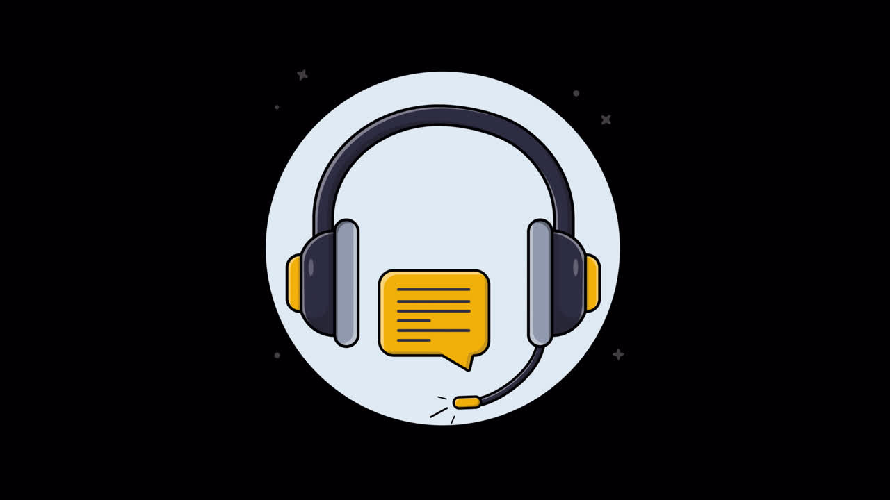 Animated Headset with Speech Bubble for Customer Service