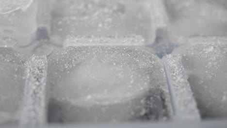 close up of ice cubes in a tray