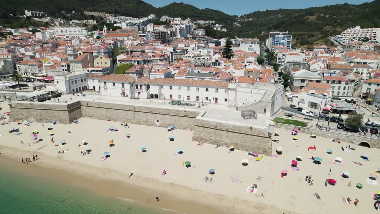 Forte de Santiago de Sesimbra and Praia da California beach, Sesimbra, Portugal