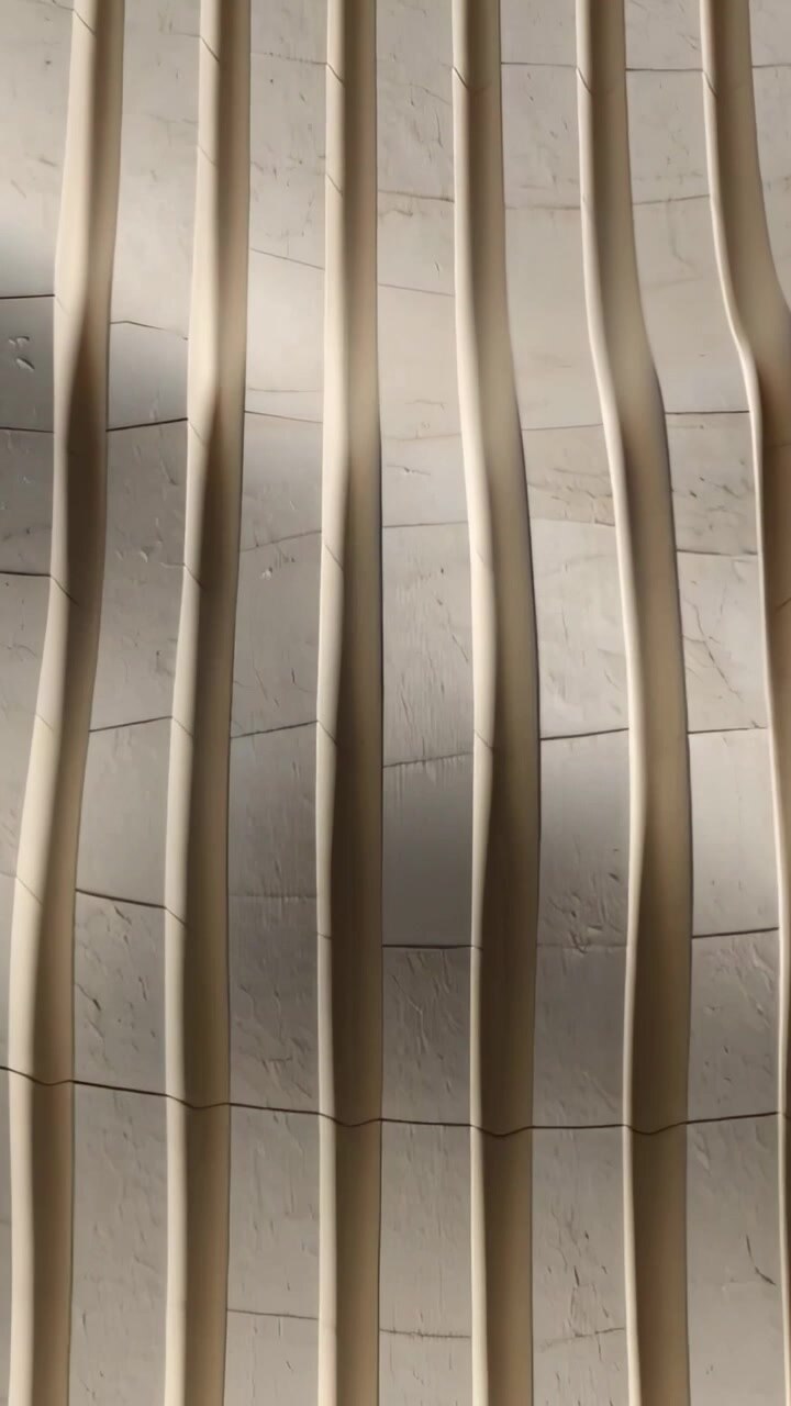 Vertical video: Showing ribbed panels as camera rising at ceiling, revealing seams and shadow