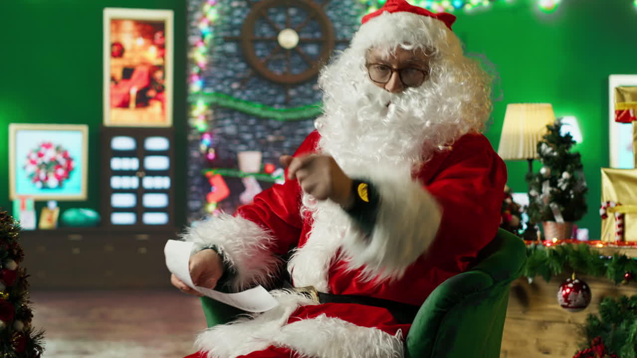 산타가 크리스마스 소원을 읽는 것