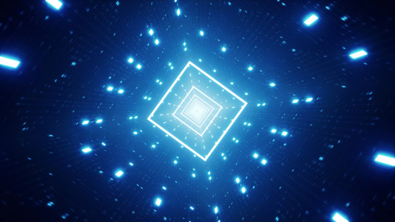 Blue Square Multiple Light Tunnel VJ Loop