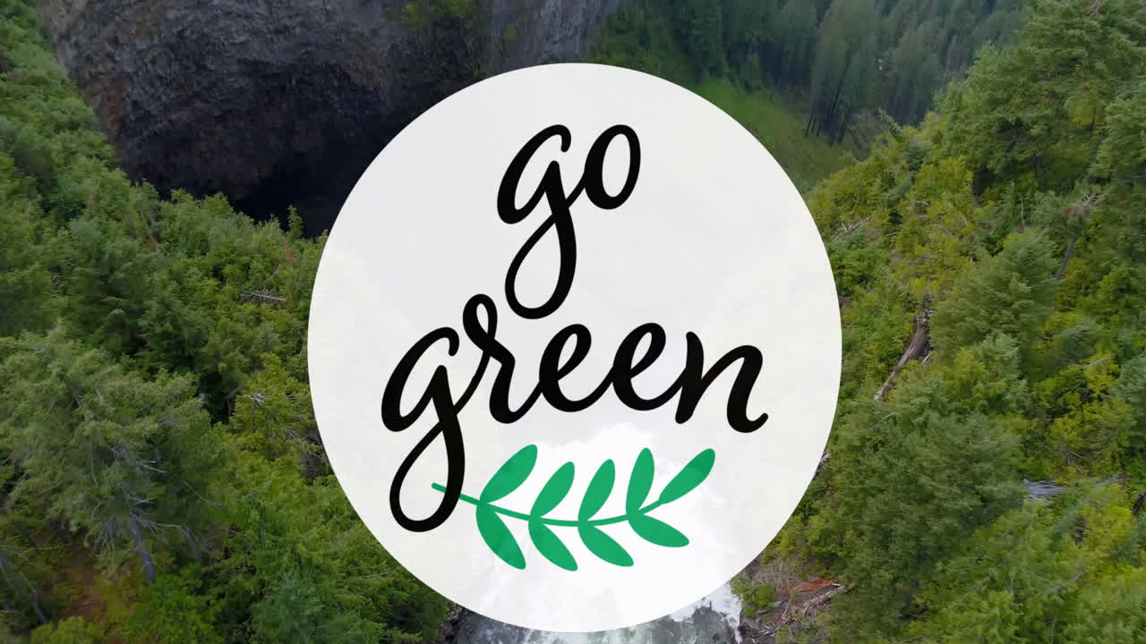 Animation of go green text over forest