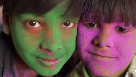 kids celebrating the hindu festival of holi in rajasthan, india