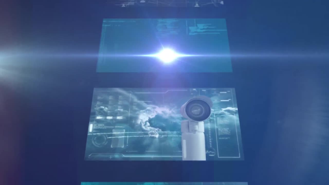 animación del procesamiento de datos en pantallas de interfaz en cascada, con foco móvil