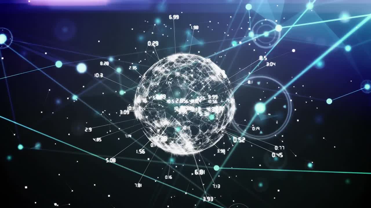 연결 및 데이터 처리의 네트워크를 통해 지구의 애니메이션