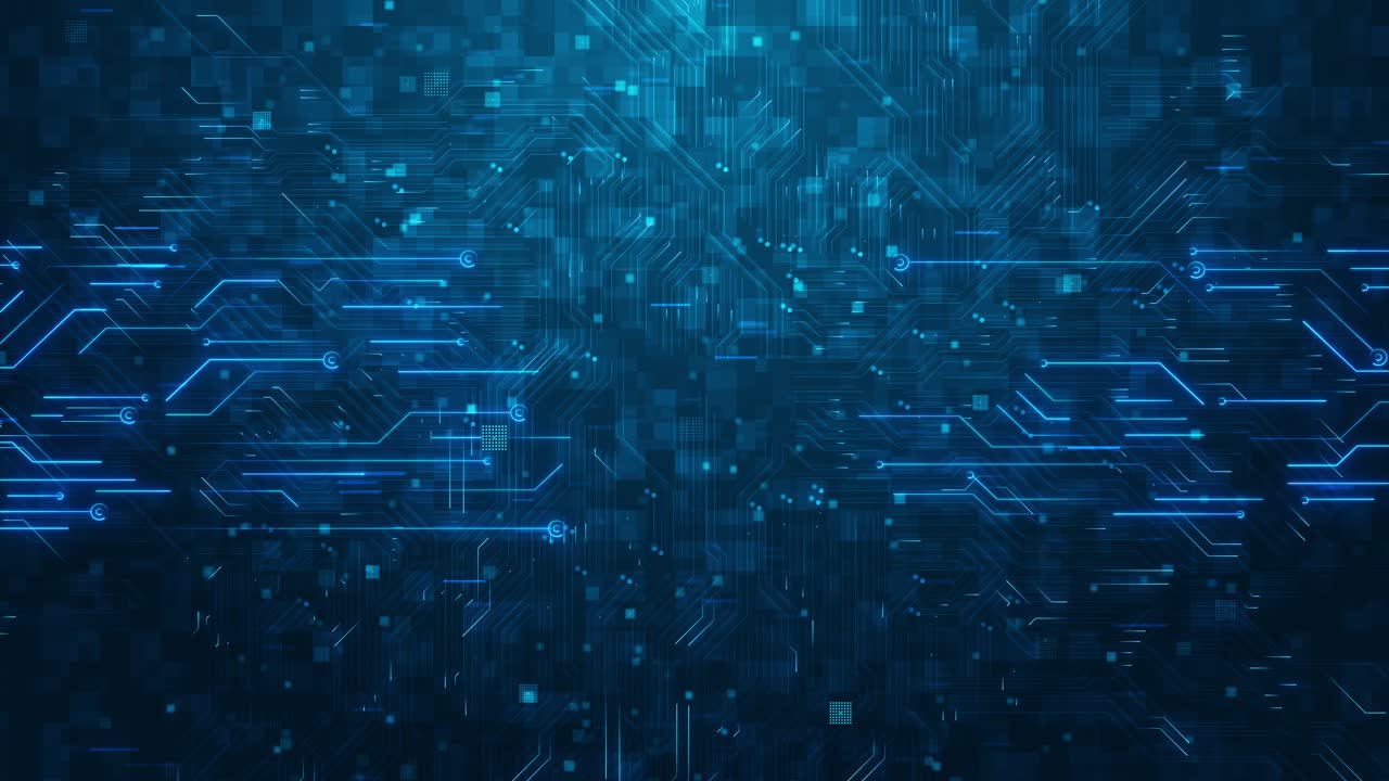 Cyber big data waves flow quantum technology particles bokeh digital neural network concept of ai