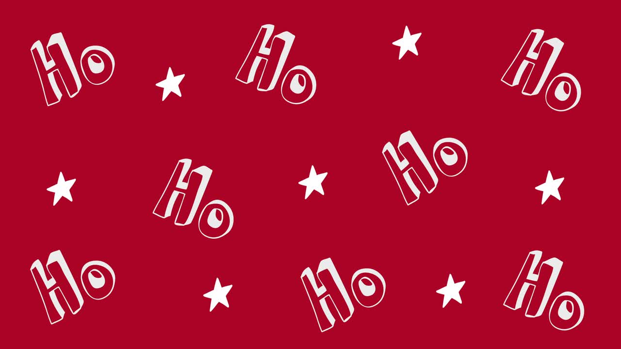 ho 여러 텍스트와 빨간색 배경에 움직이는 별