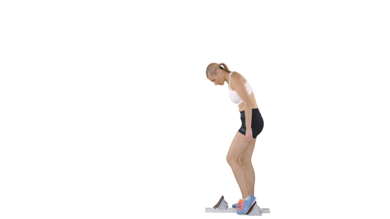 vista del perfil de una deportista se está preparando para una carrera