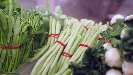 fresh vegetables displayed at market