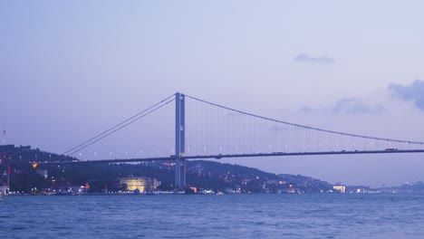 Bridge-and-cars-in-Istanbul-from-the-sea.-Istanbul-city-of-Turkey.