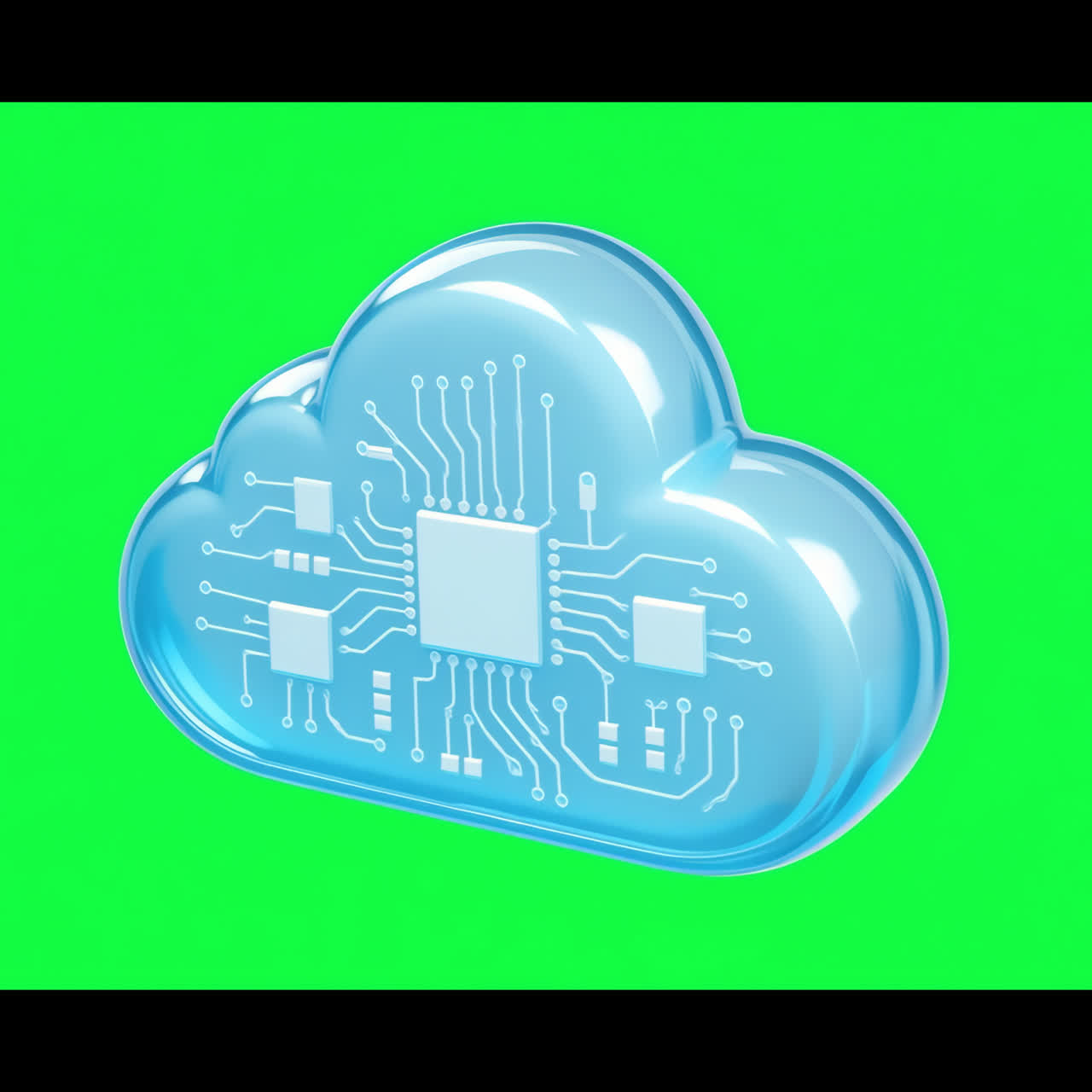Digital cloud technology concept animation isolated asset, transparent 4K video, alpha channel
