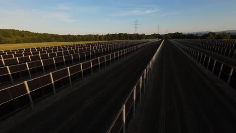 bright farmland with rows of solar panels green energy under blue sky