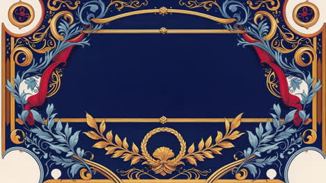 ornate gold and blue decorative frame with blank center