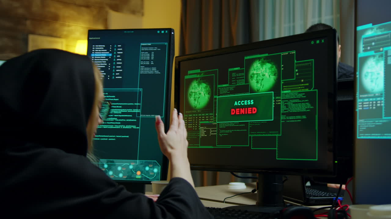 Angry hacker girl after a failed attempt to hack the government