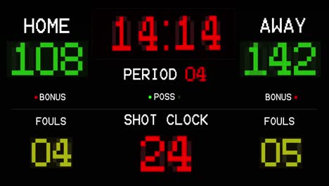 animation of information on sports game scoreboard