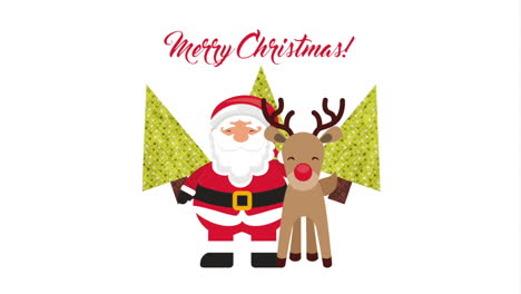 merry christmas animation with santa claus and deer