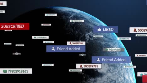 animation of falling social media icons over globe