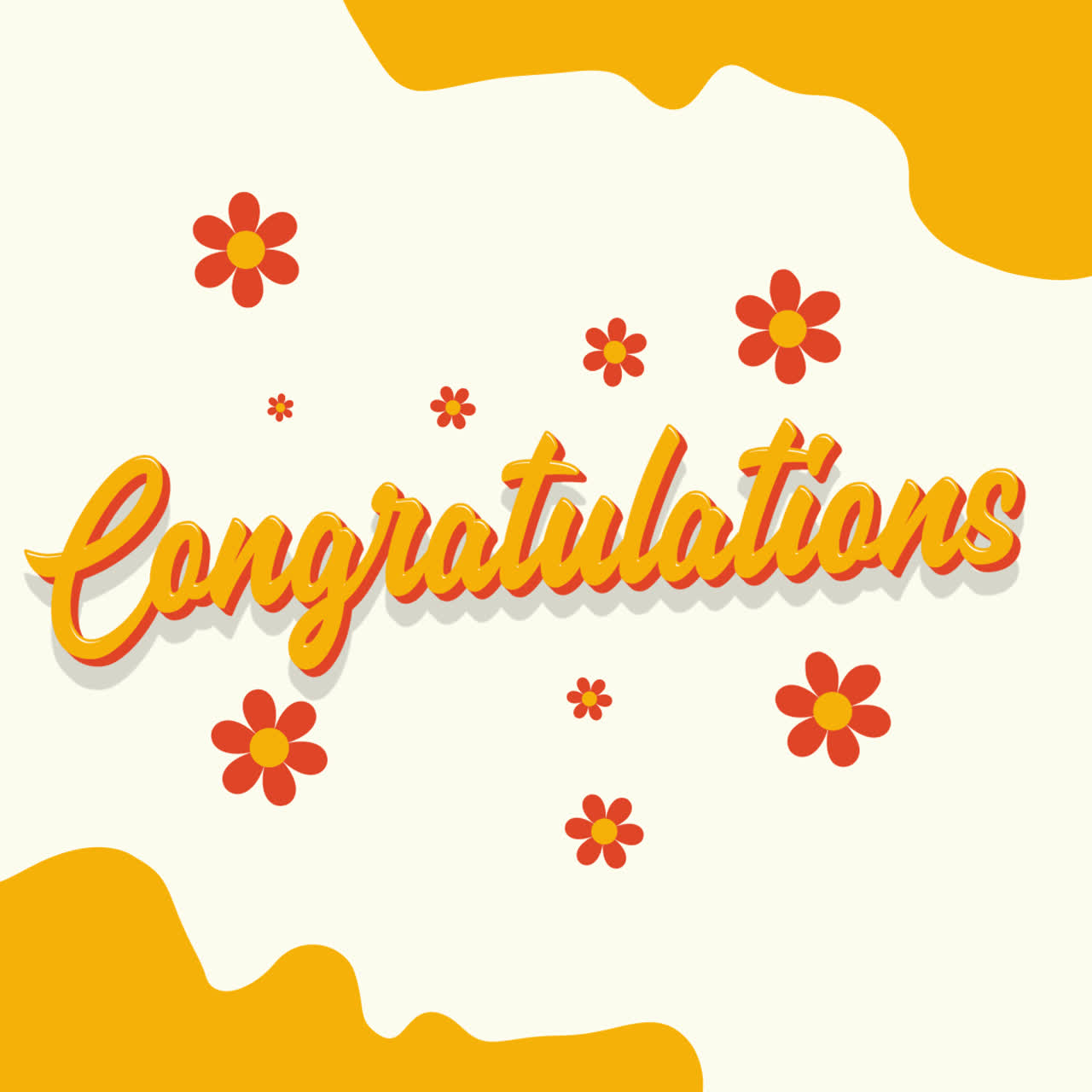 Retro Congratulations Greeting Card with Flowers