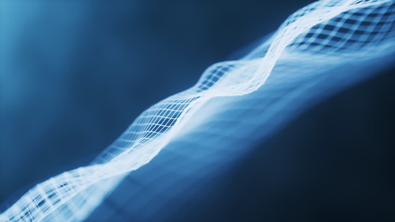 빛나는 선을 가진 디지털 공간, 3d 렌더링