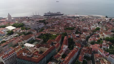 panoramic view of beautiful lisboa cityscape at sunny day, portugal