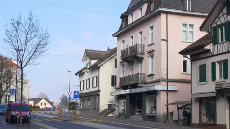 switzerland sunny day time adliswil city traffic street panorama 4k