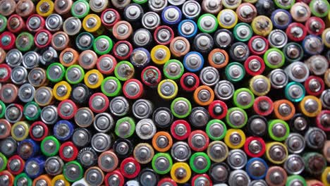 close up of positive ends of aa batteries selective focus close up of positive ends of aa batteries hazardous garbage concept