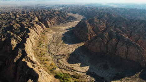 aerial view of the zhabyr canyon in national park charyn, sunny day in kazakhstan