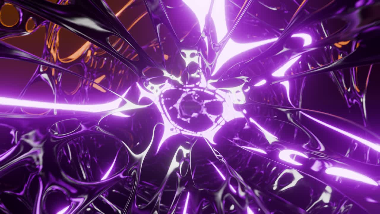 Bright glowing neon lights moving in endless loops