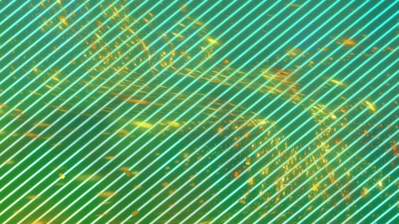 초록색 줄무 ⁇  배경 에 있는 콘페티 와 별 들 의 애니메이션