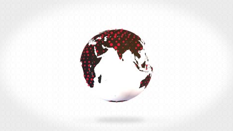renderizado en 3d de un globo abstracto que gira con múltiples puntos rojos que simbolizan la emisión de gas al aire.