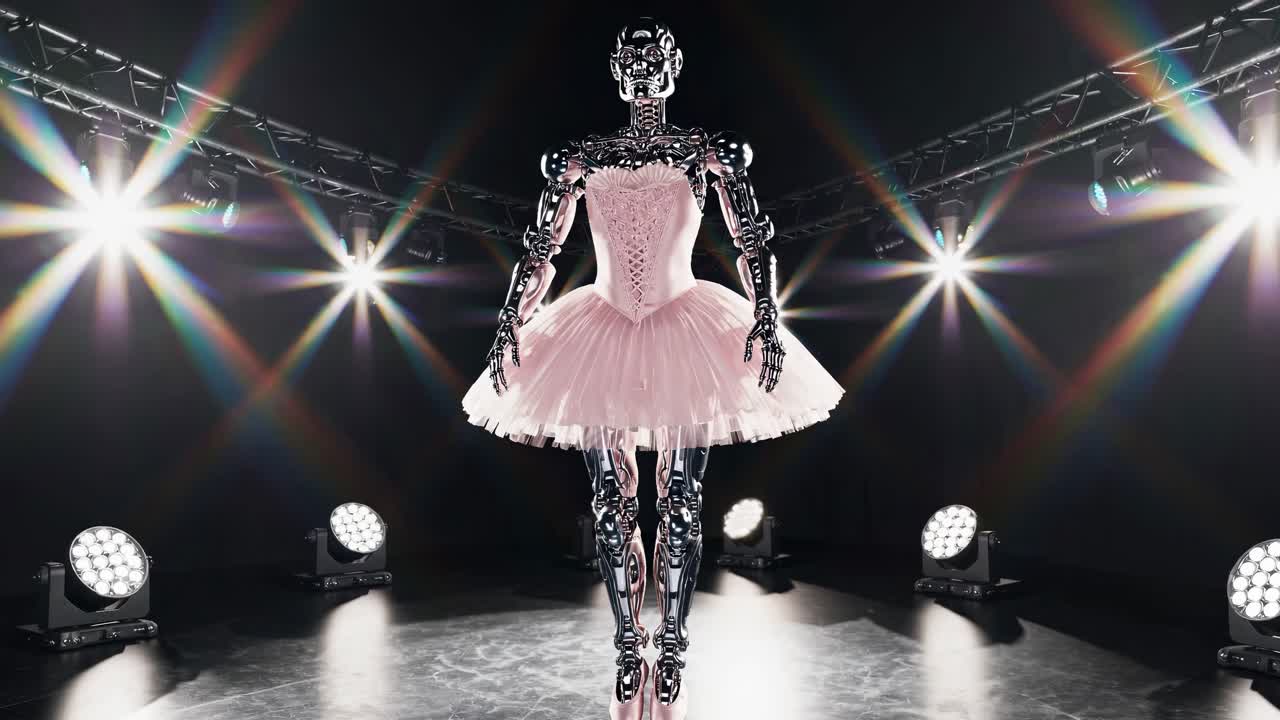 Metallic Robot Ballerina in Pink Tutu