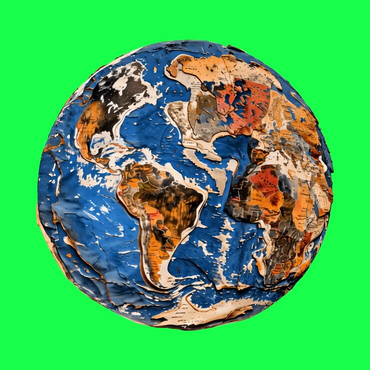 Globe in paper texture animation, transparent 4K video, green screen