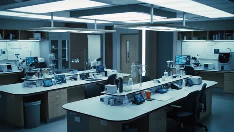 a modern laboratory setting highlighting advanced equipment and workspaces for scientific research and experimentation in a clinical environment