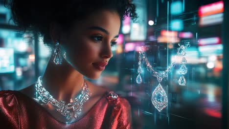 woman viewing virtual jewelry display
