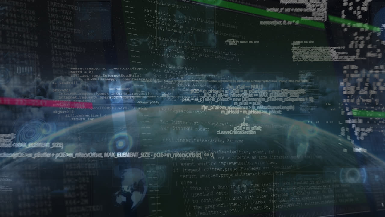 animação de processamento de dados sobre o globo em fundo preto