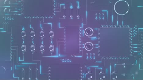 Animation-Der-Datenverarbeitung-Auf-Leuchtender-Computerplatine