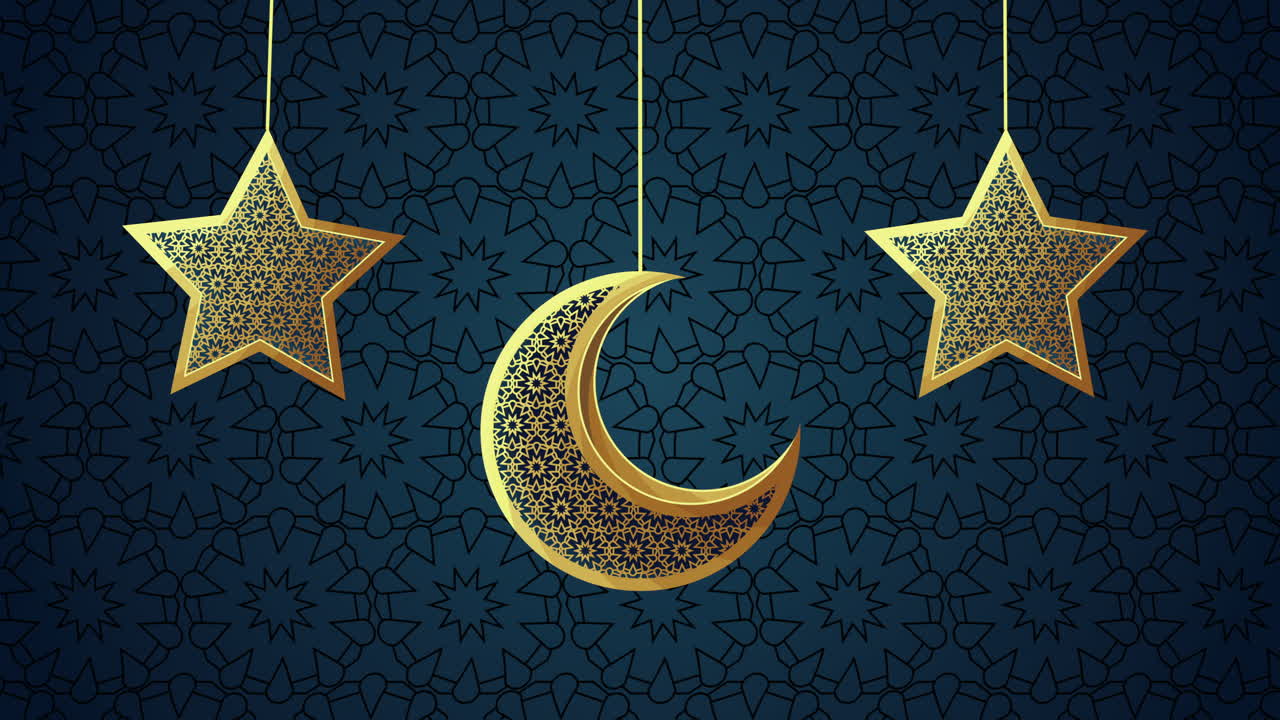 Islamic Decor with Stars and Crescent Moon