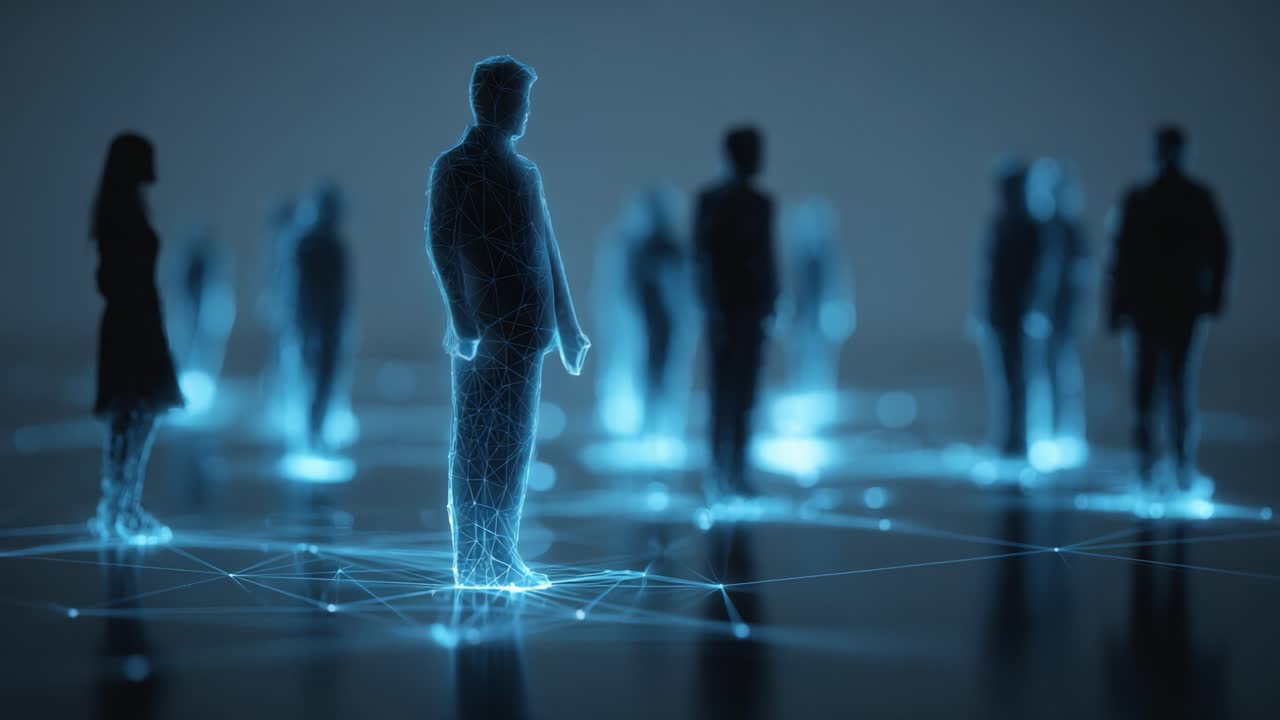 Digital Network of Individuals: A Visual Representation of Connectivity, Interaction, and Social Dynamics in a Futuristic Environment