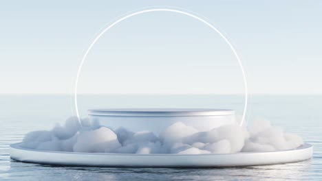 blank podium for product on seafront. 3d render