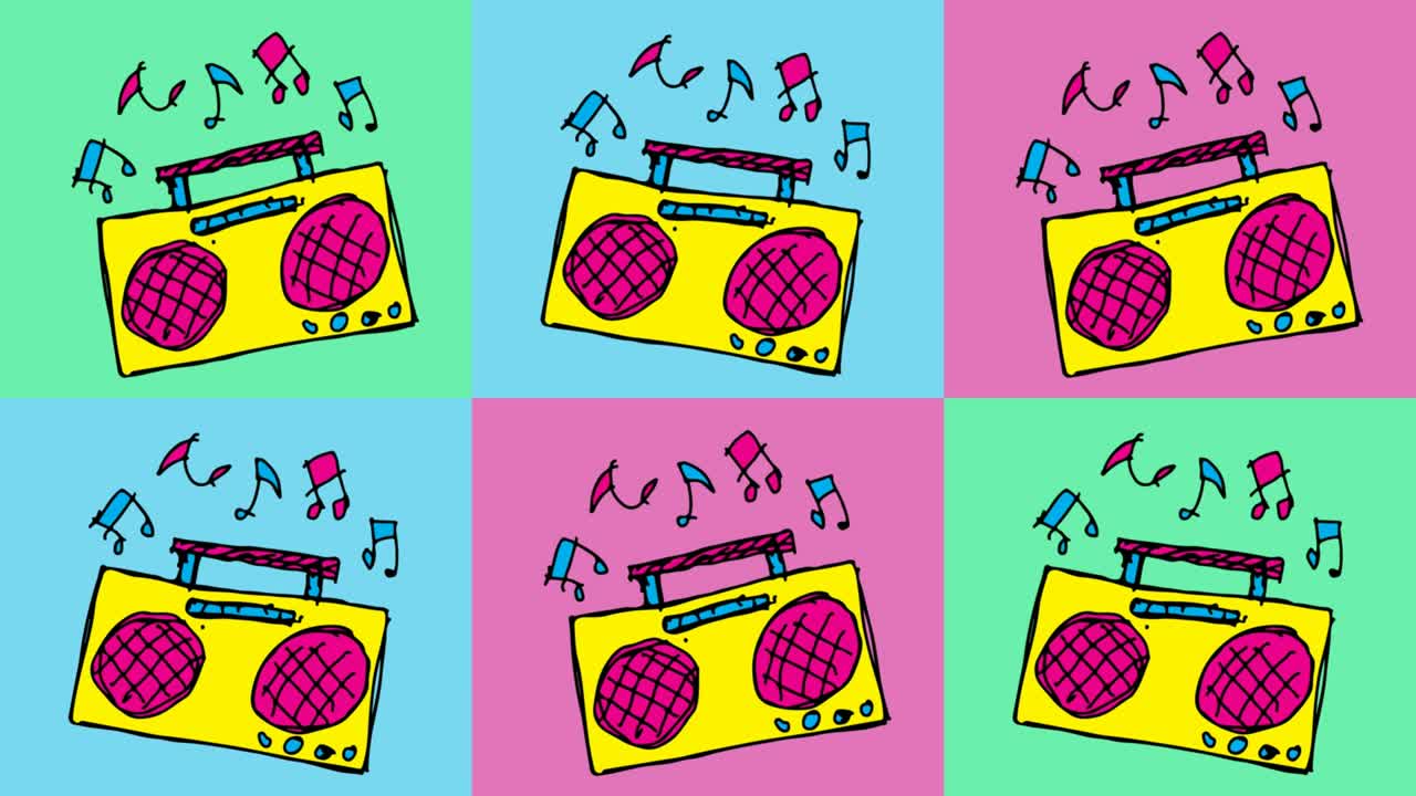 crianças desenhando pop art fundo sem costura com tema de rádio