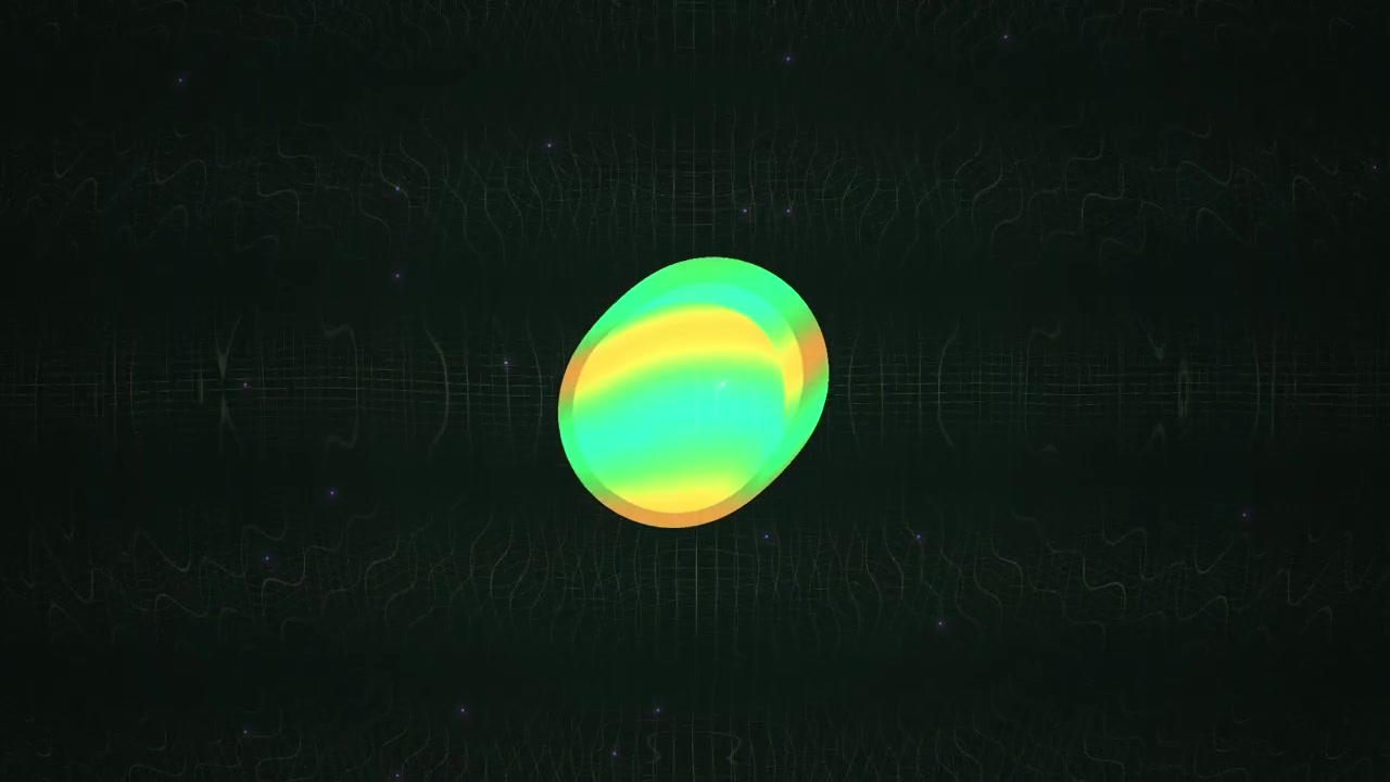 Sfera luminosa astratta pulsante su sfondo a griglia digitale scura