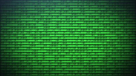 código binario verde en el fondo de la pantalla de la computadora. tabla de lista de dígitos. animación de vista frontal. concepto tecnológico de datos