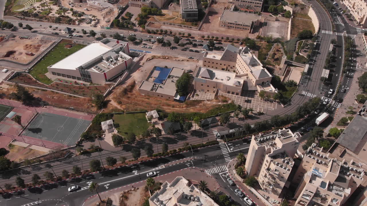 Traffico nel quartiere di Gerusalemme, vista aerea