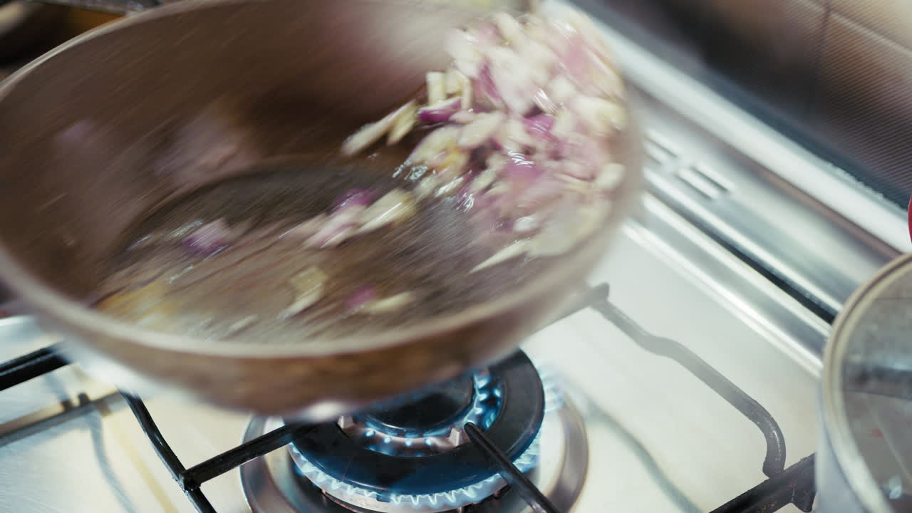 Cooking Onions on a Gas Stove