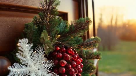 christmas wreath on front door