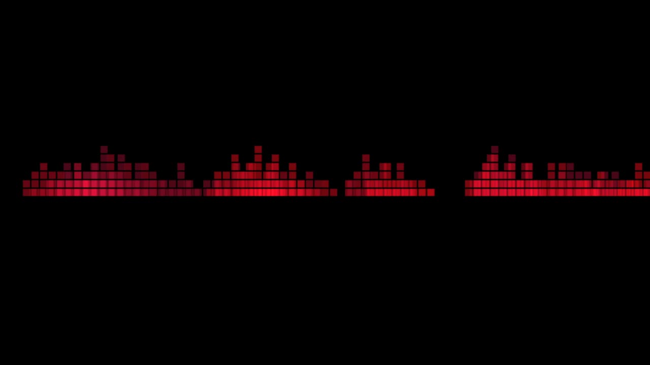 Abstract red sound waveform. Audio equalizer. Loop, 4K.