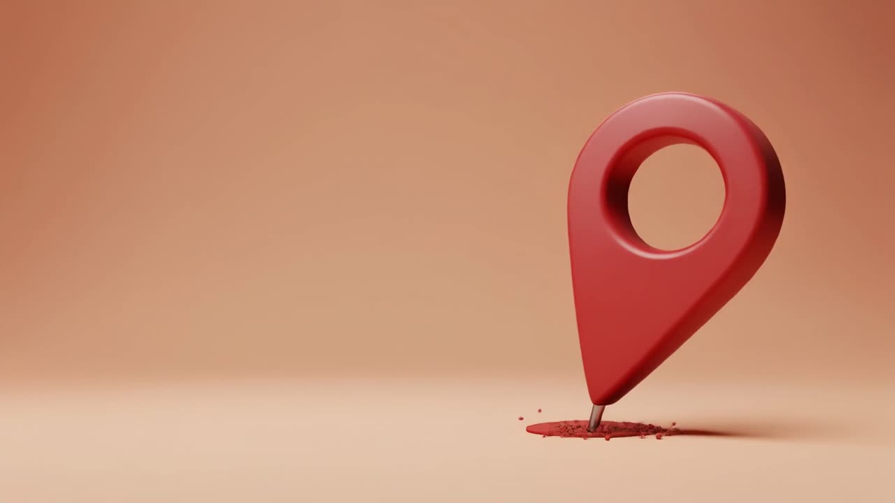 Red Location Pin Dropping and Marking a Spot