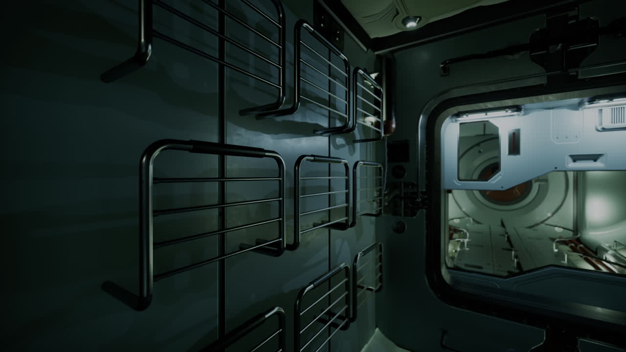 미래의 우주선 복도