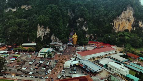 panoramic zoom shot of the batu cave temple of malaysia